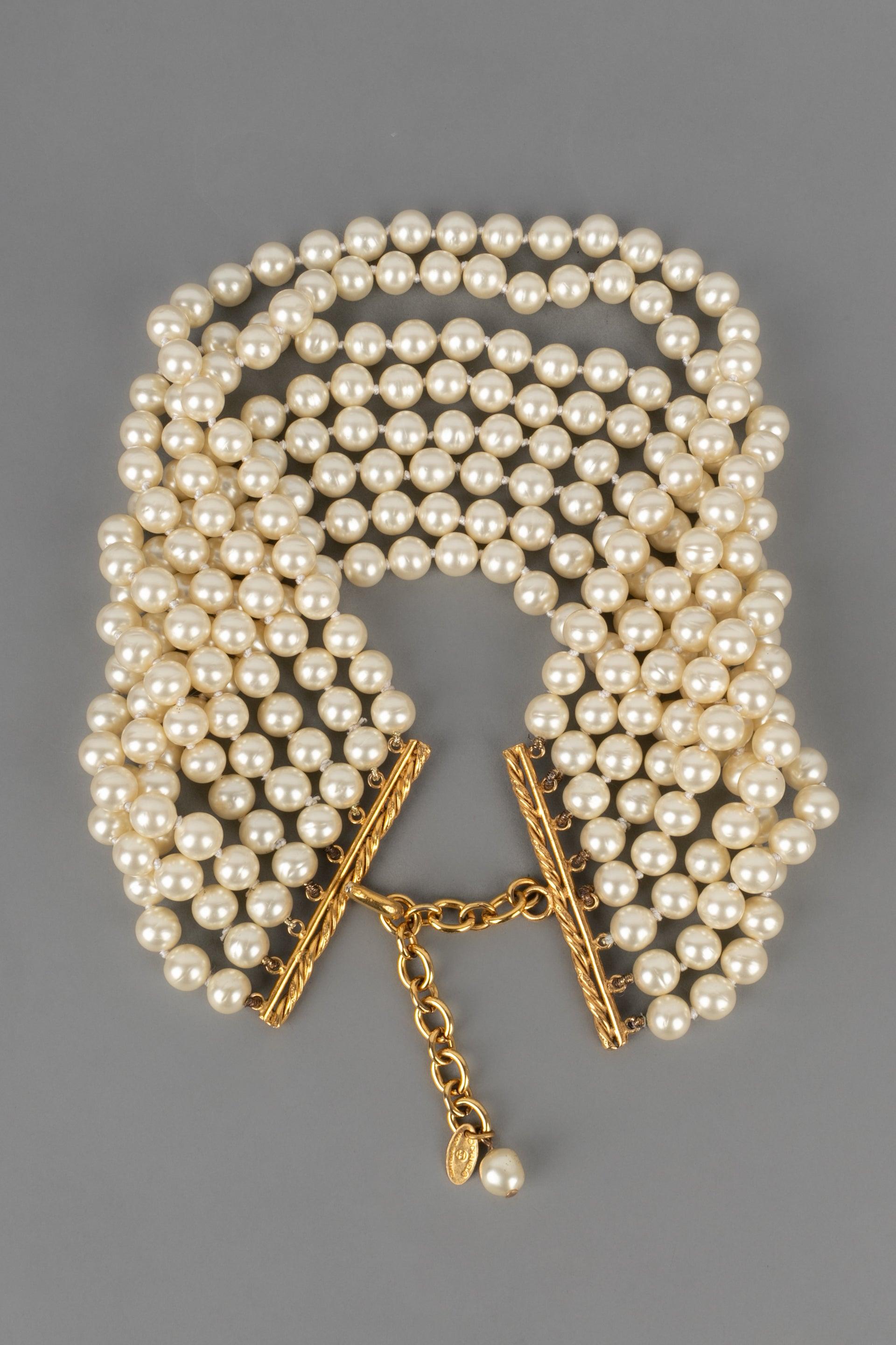 Chanel Eight-row Choker Necklace with Costume Pearls In Excellent Condition In SAINT-OUEN-SUR-SEINE, FR
