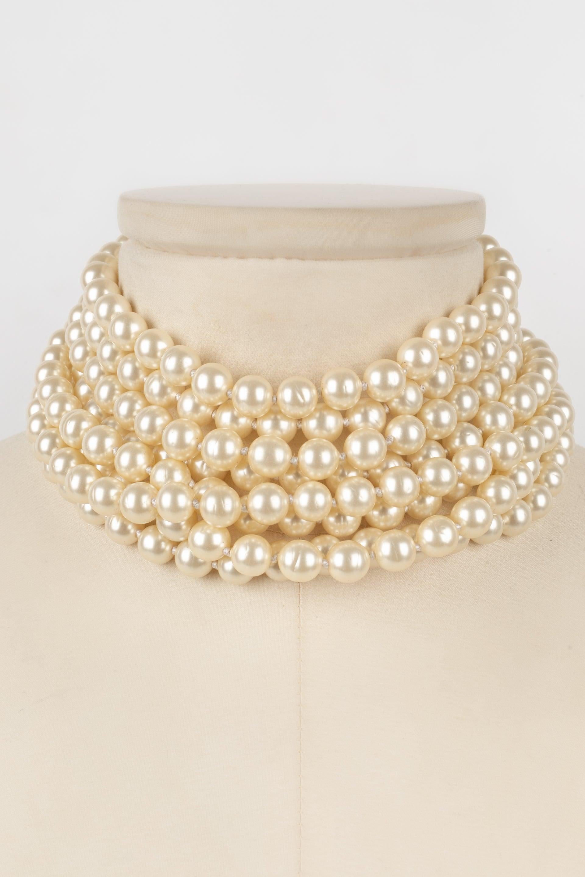 Women's Chanel Eight-row Choker Necklace with Costume Pearls