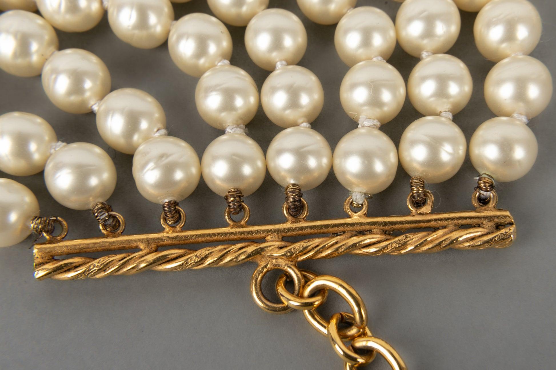 Chanel Eight-row Choker Necklace with Costume Pearls 3