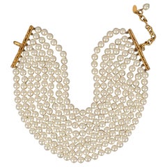 Chanel Achtreihige Choker-Halskette mit Kostümperlen