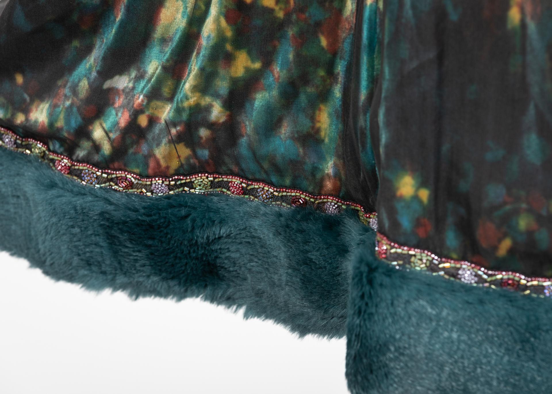 Chanel Elaborate Multicolored Silk Chiffon Velvet Trim Beaded Evening Coat, 1997 5