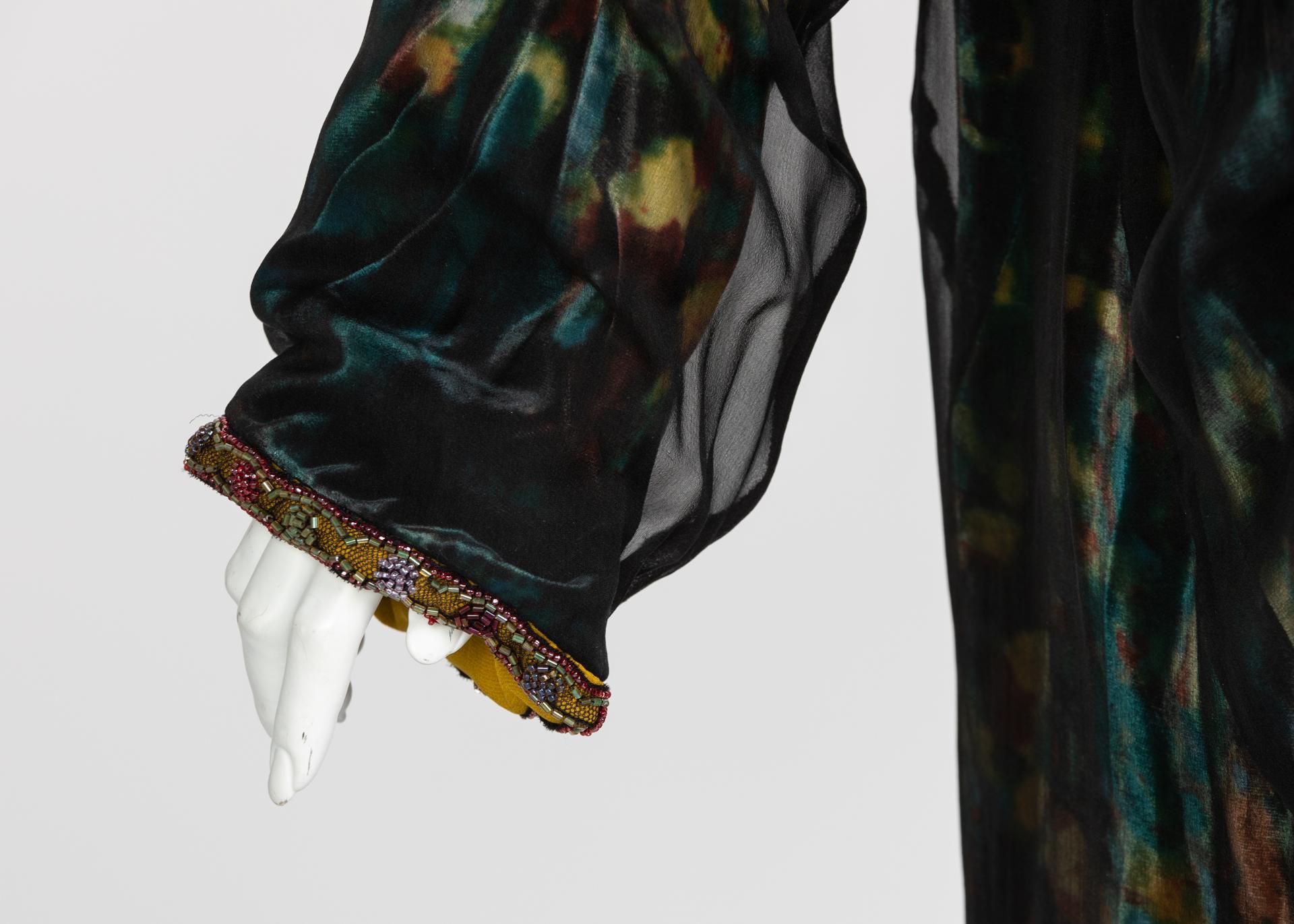 Chanel Elaborate Multicolored Silk Chiffon Velvet Trim Beaded Evening Coat, 1997 7