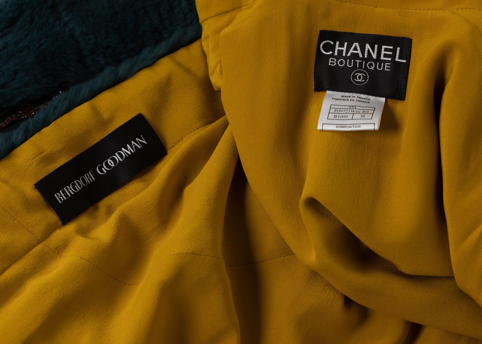 Chanel Elaborate Multicolored Silk Chiffon Velvet Trim Beaded Evening Coat, 1997 8
