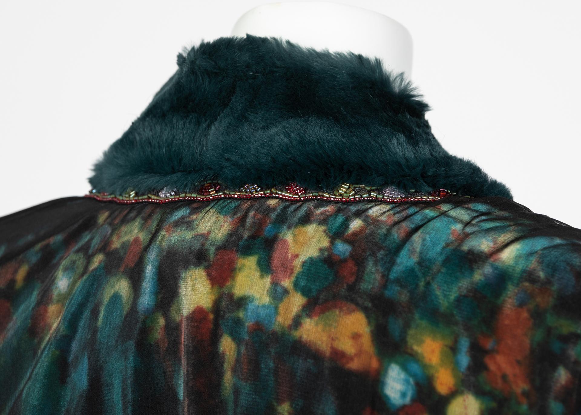 Chanel Elaborate Multicolored Silk Chiffon Velvet Trim Beaded Evening Coat, 1997 2