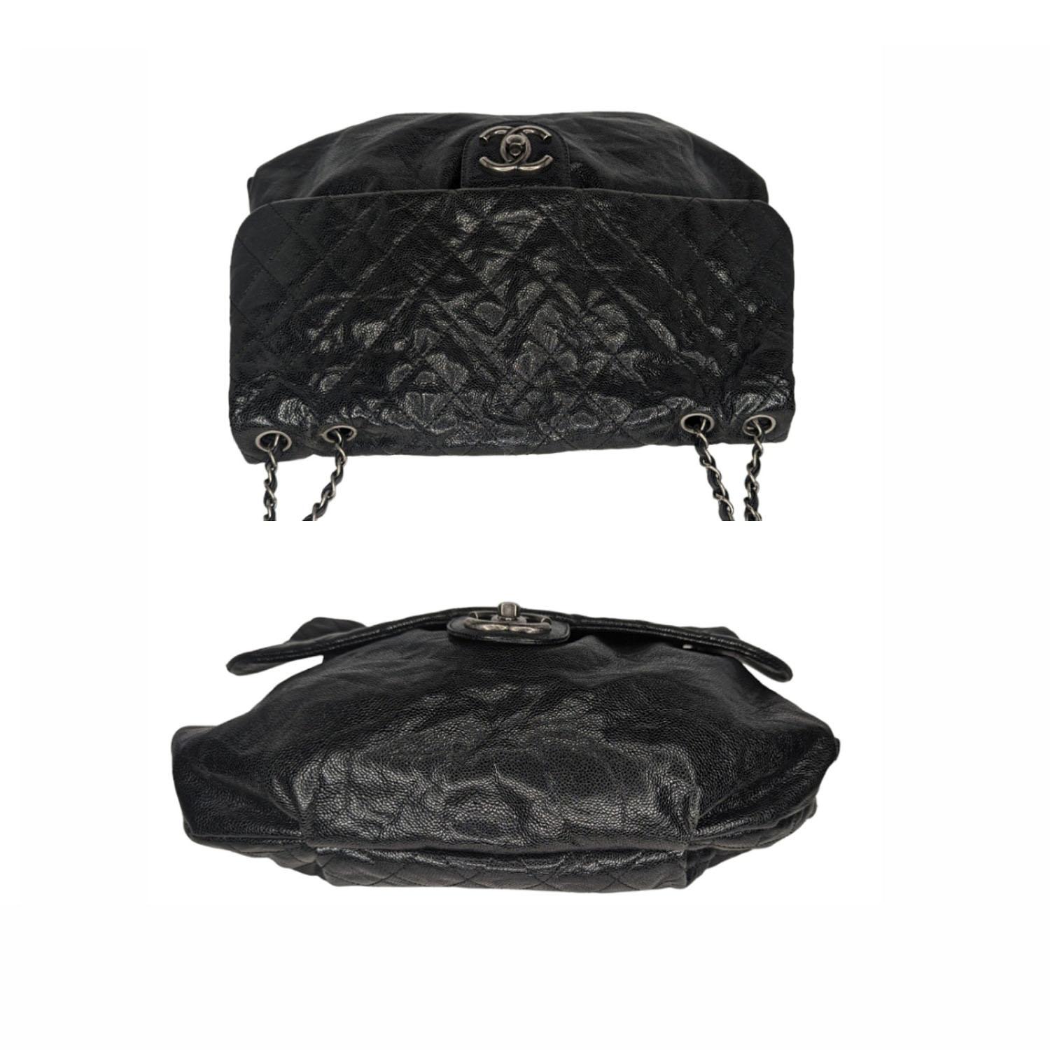 Chanel Elastic CC Flap Bag Glazed Caviar Hobo Shoulder Bag 1