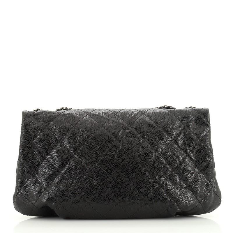 Black Chanel Elastic Flap Bag Quilted Glazed Caviar Medium