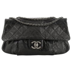 Chanel Elastic Flap Bag Quilted Glazed Caviar Medium