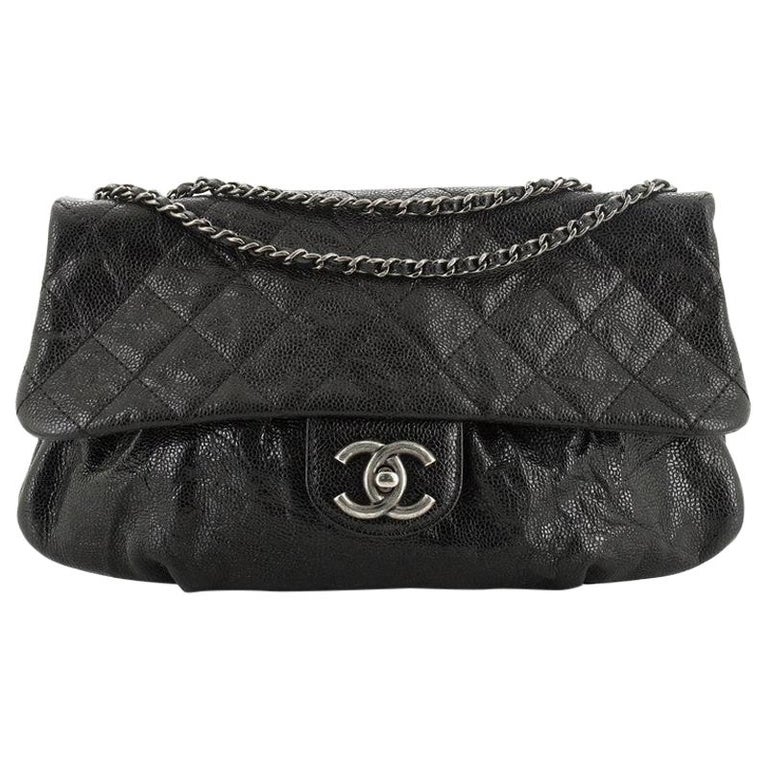 Chanel Elastic Flap Bag Quilted Glazed Caviar Medium at 1stDibs