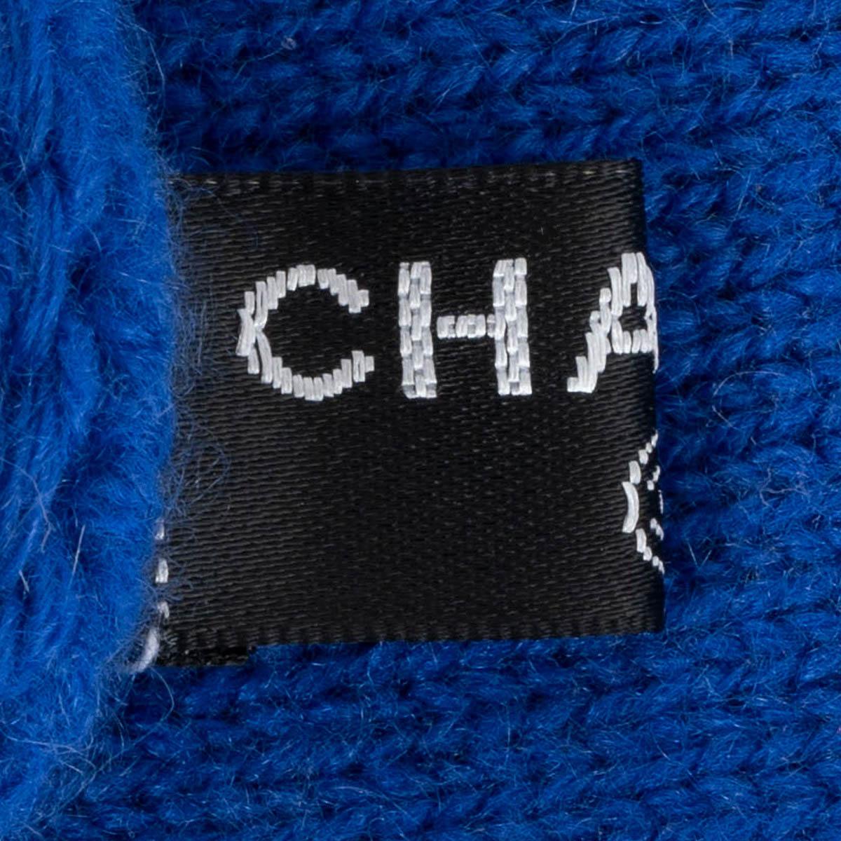 CHANEL electric blue cashmere CC KNIT MITTENS Gloves 1