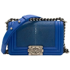 Chanel Electric Blue Limited Edition Stingray Le Boy Bag	