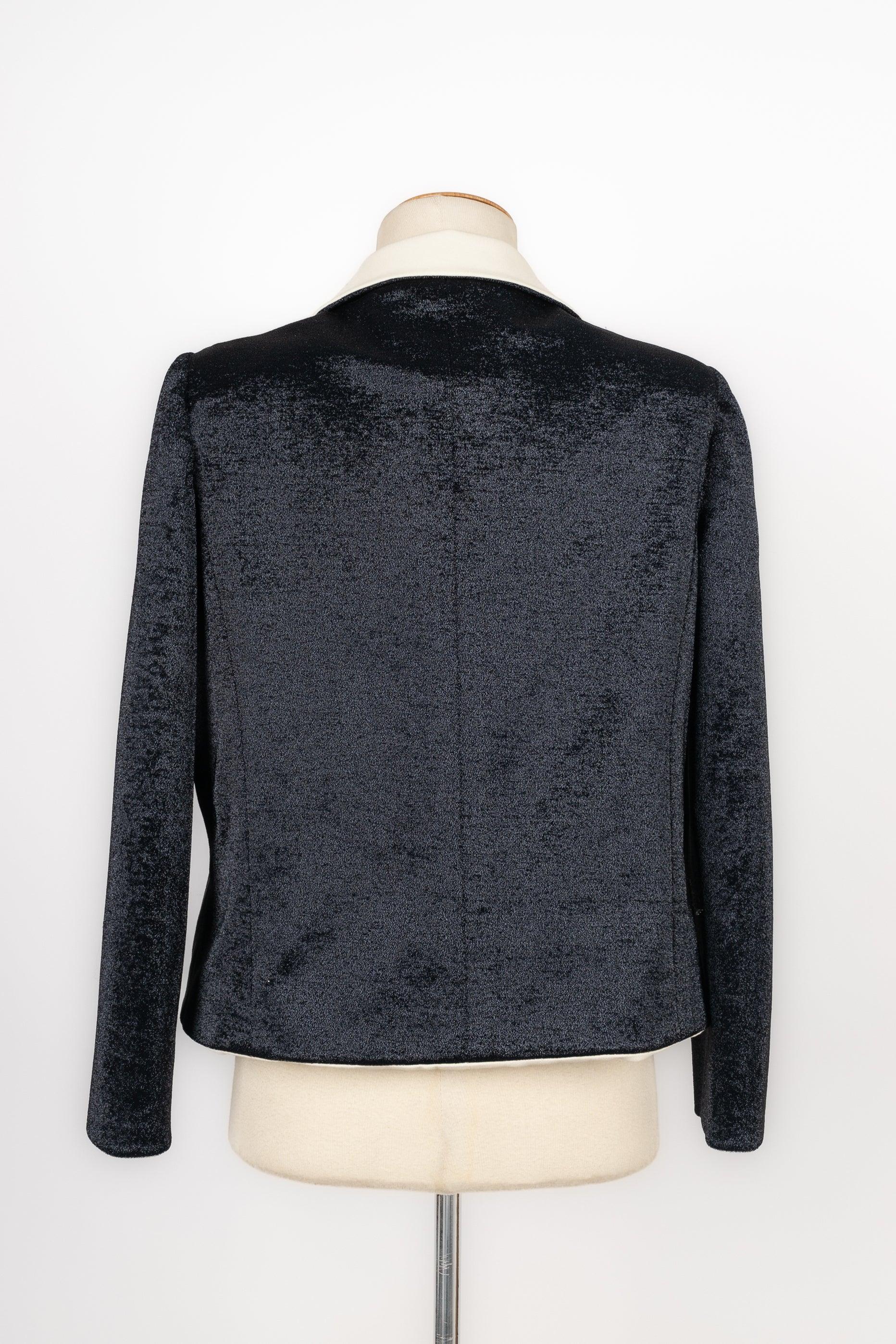 Noir Veste en fil de lurex bleu électrique Chanel en vente