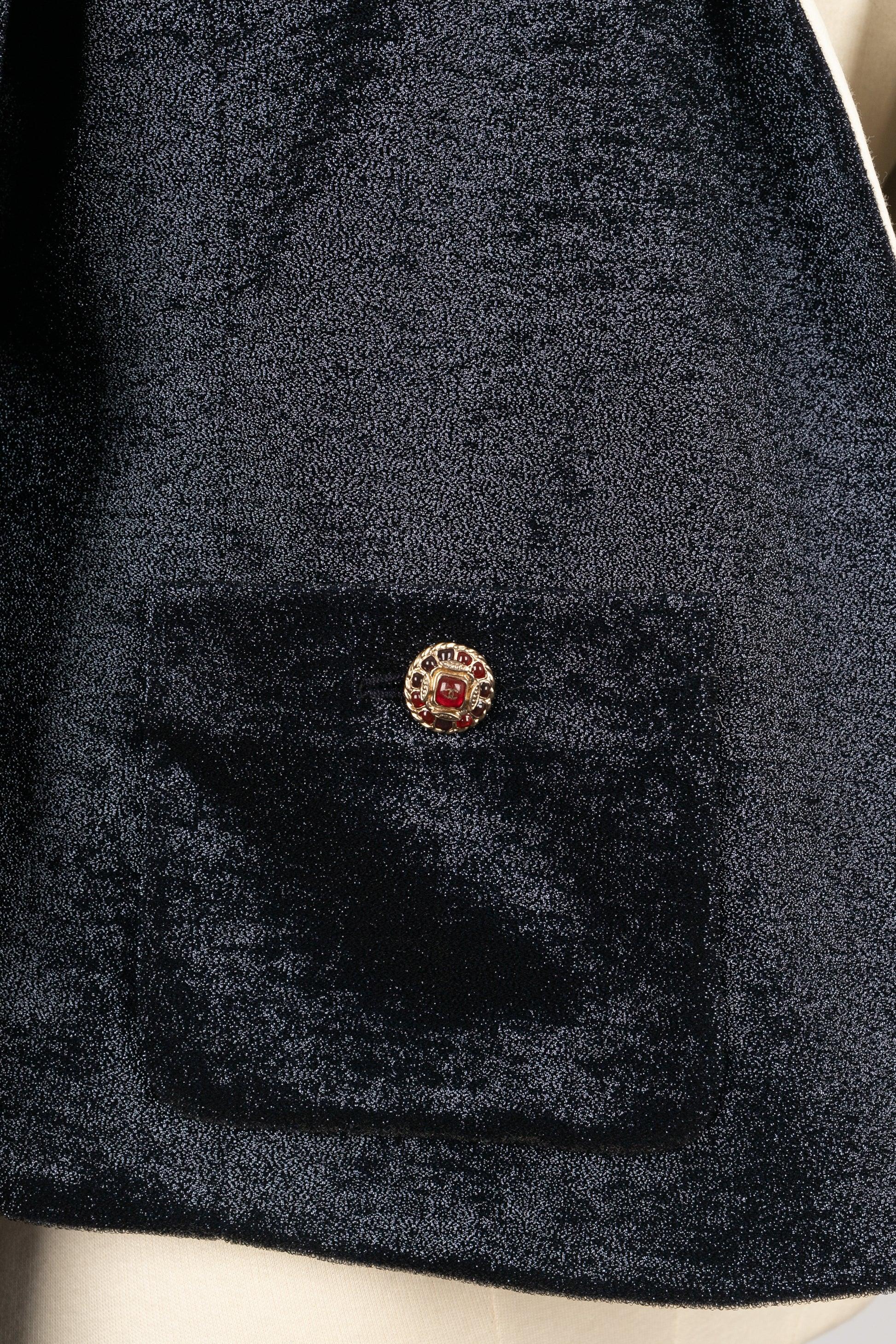 Veste en fil de lurex bleu électrique Chanel en vente 1