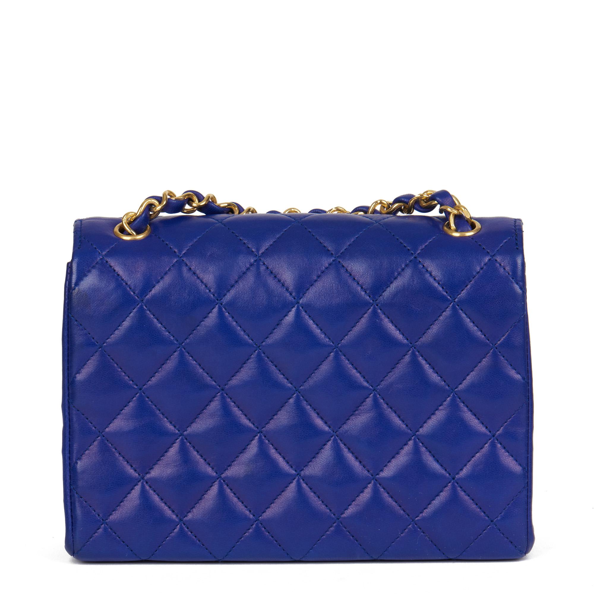 CHANEL Electric Blue Quilted Lambskin Vintage XL Mini Flap Bag In Excellent Condition In Bishop's Stortford, Hertfordshire