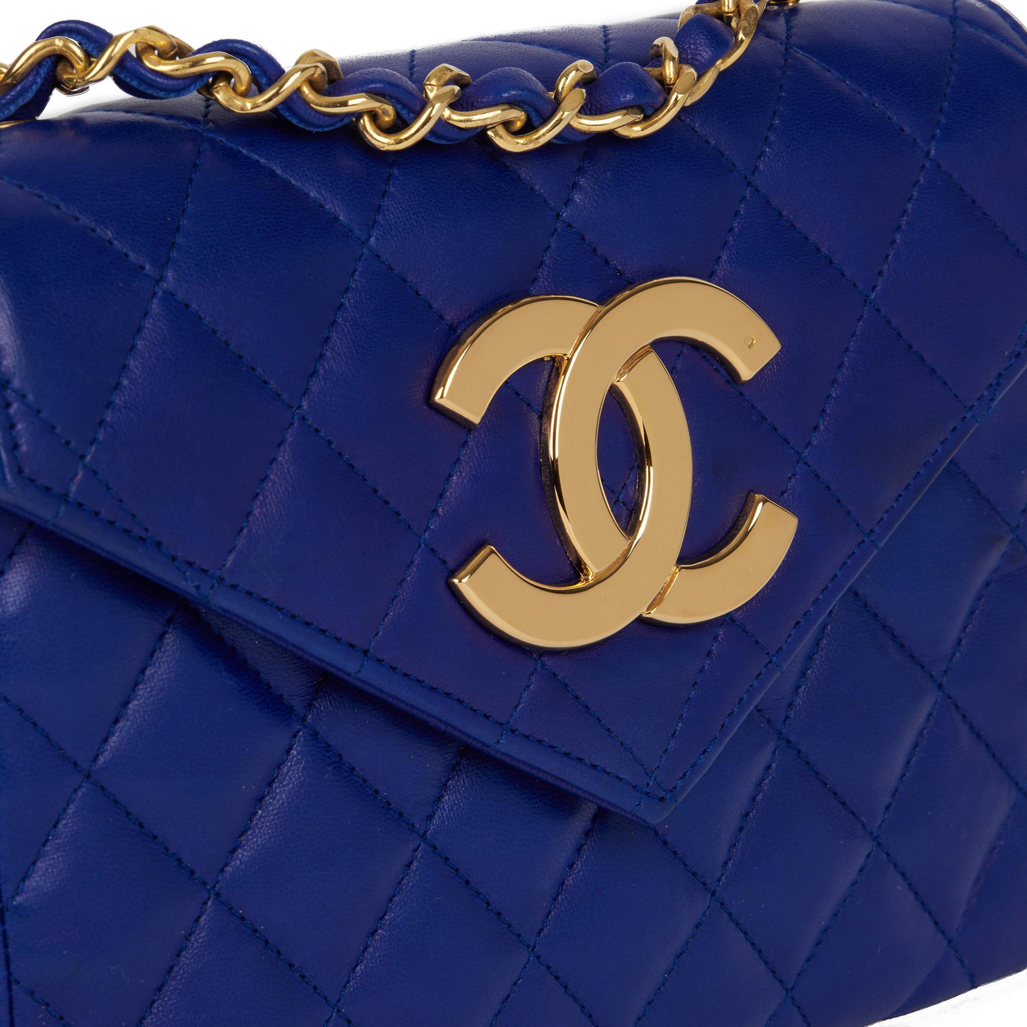 CHANEL Electric Blue Quilted Lambskin Vintage XL Mini Flap Bag 1