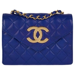 CHANEL Electric Blue Quilted Lambskin Vintage XL Mini Flap Bag