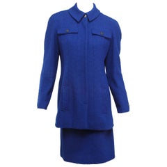Chanel Electric Blue Skirt Suit Set