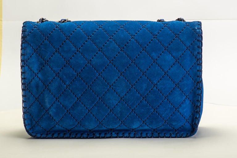 Chanel Electric Blue Suede Jumbo Flap at 1stDibs