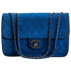 Chanel Electric Blue Suede Jumbo Flap