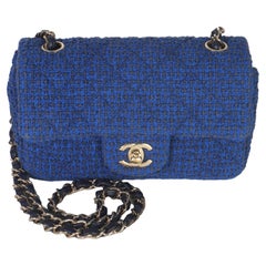 Chanel Electric Blue Tweed Mini Rectangular Flap Bag
