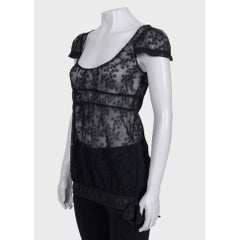 Chanel Elegant Black Lace Top with Bow - Size S / FR36