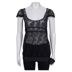 Chanel Elegant Black Lace Top with Bow - Size S / FR36