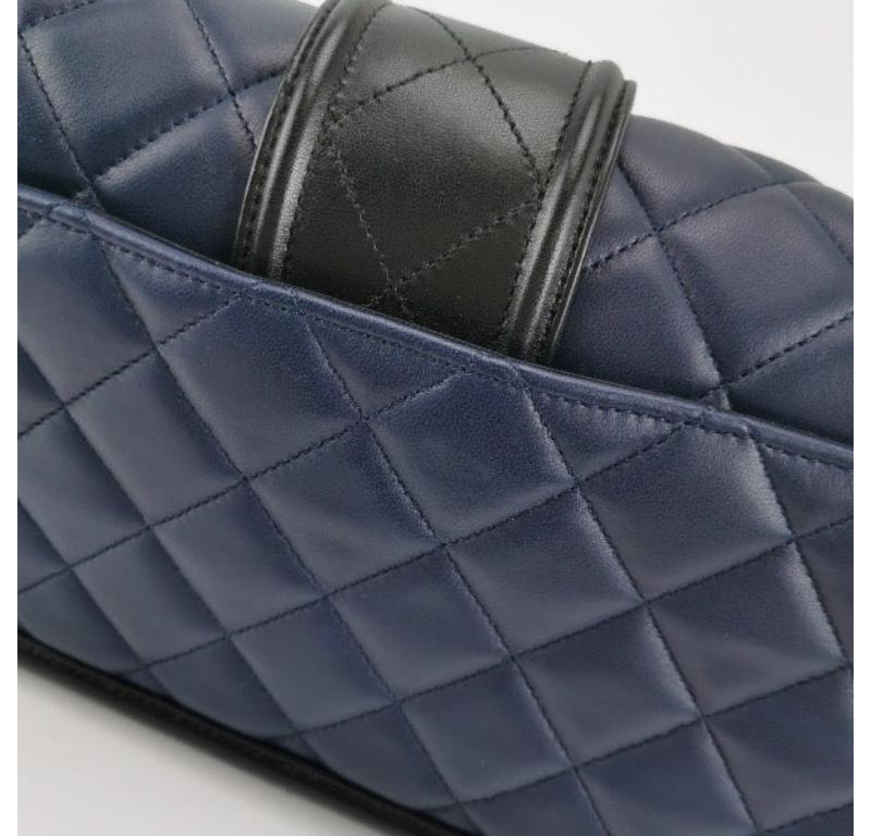 Chanel Elegant CC Flap Bag Navy Black Quilted Medium 9