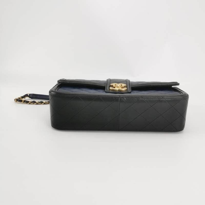 Chanel Elegant CC Flap Bag Navy Black Quilted Medium 1