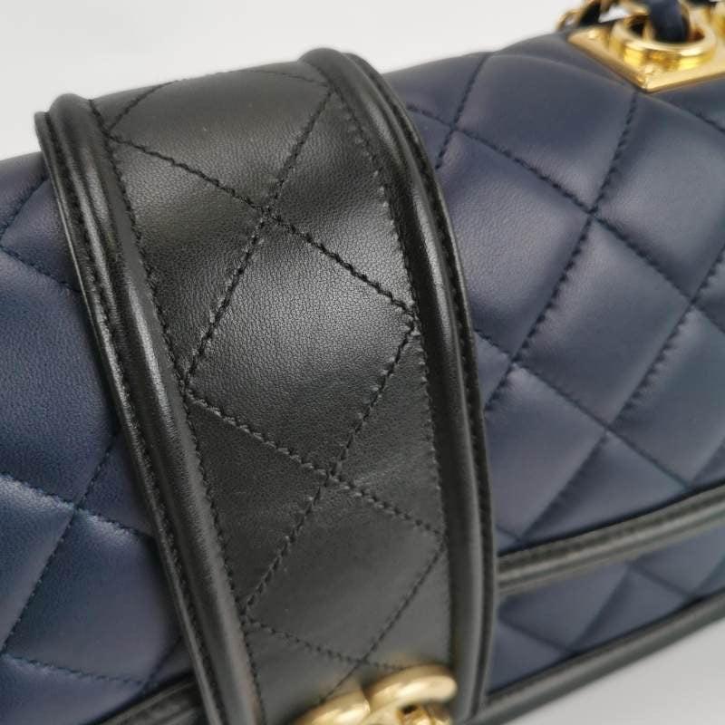 Chanel Elegant CC Flap Bag Navy Black Quilted Medium 5
