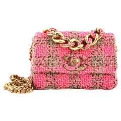 Chanel Elegant Chain Flap Bag Quilted Tweed Small