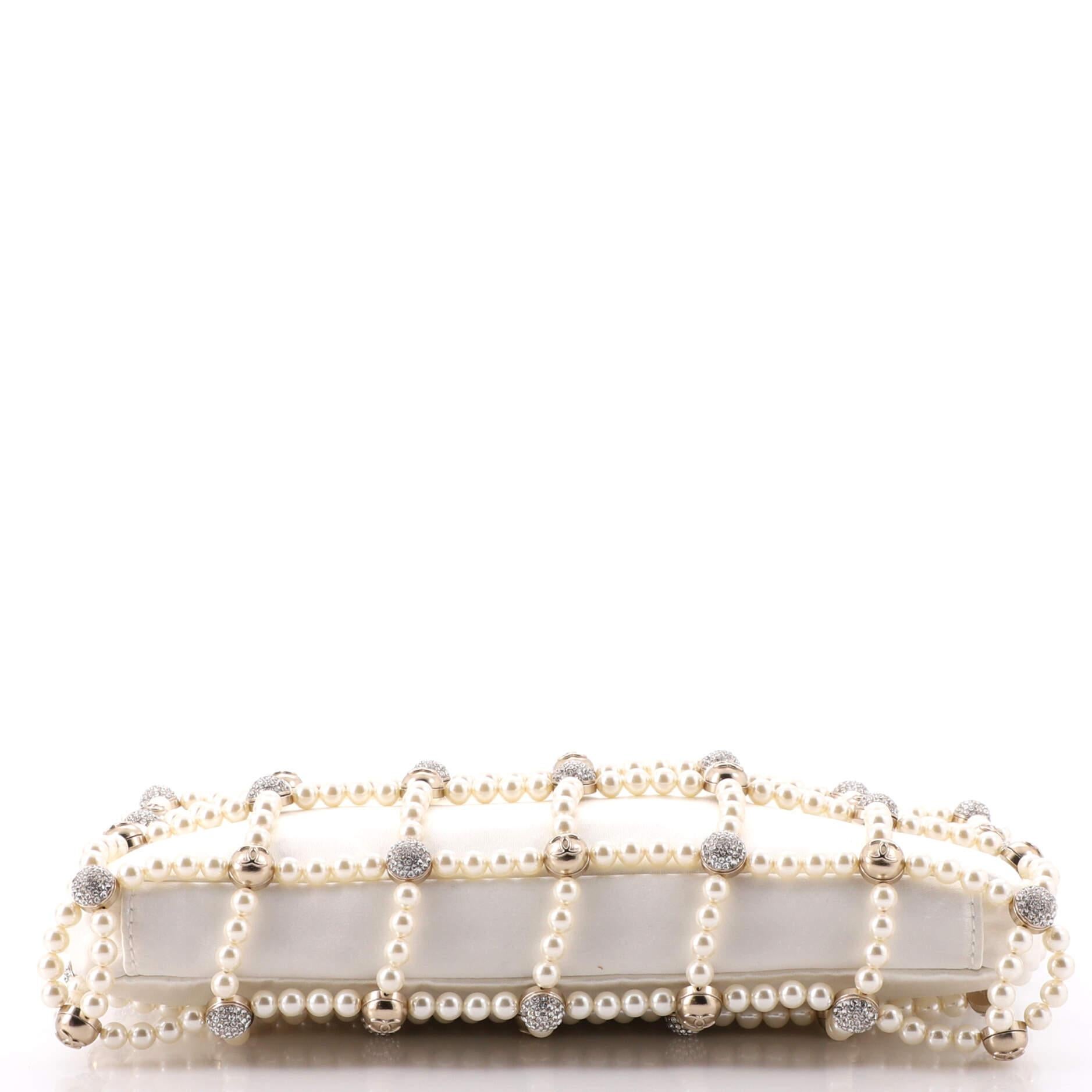 Chanel Embellished Evening Bag Satin with Faux Pearls and Crystals Small 1