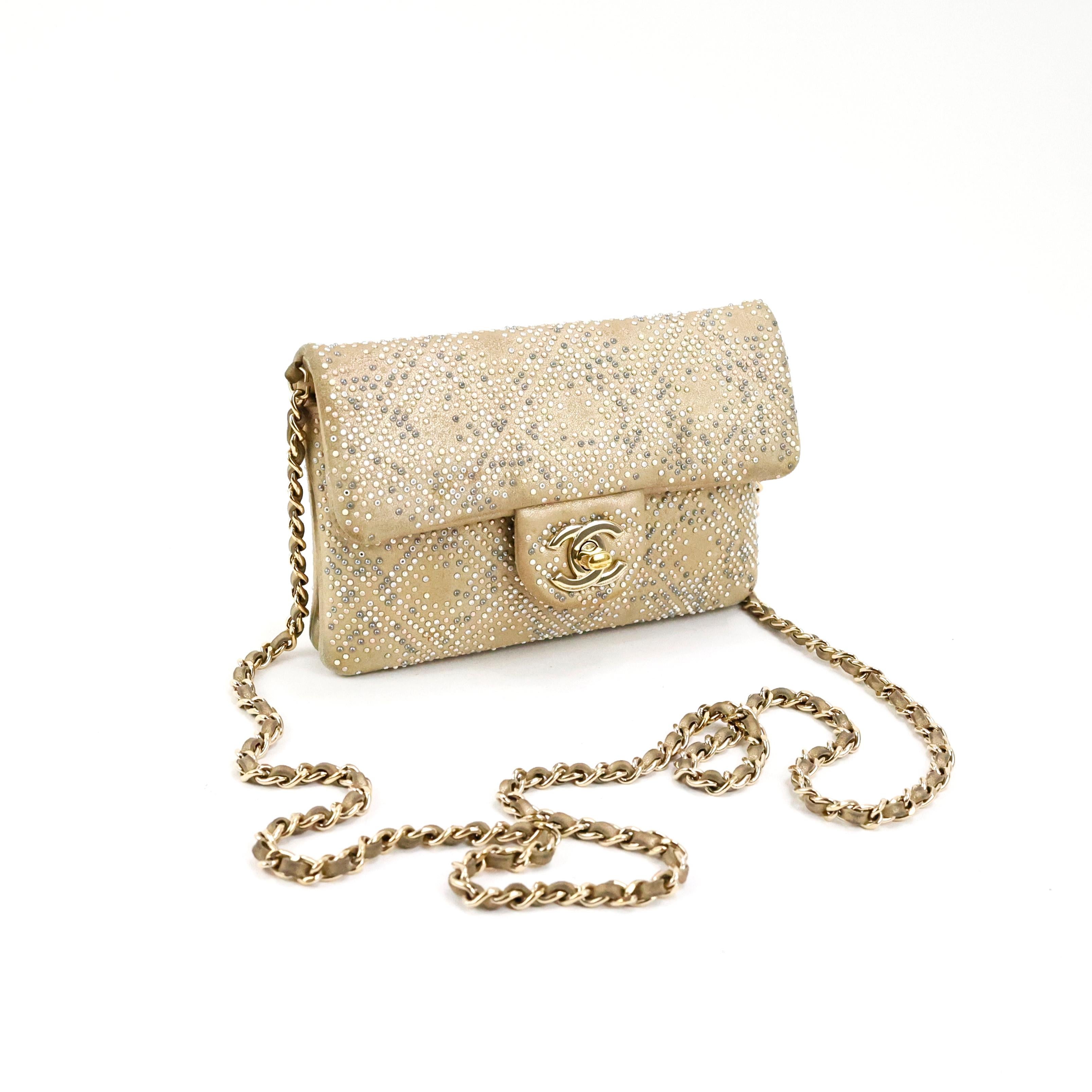 Chanel Embellished Gold Flap Bag For Sale 7