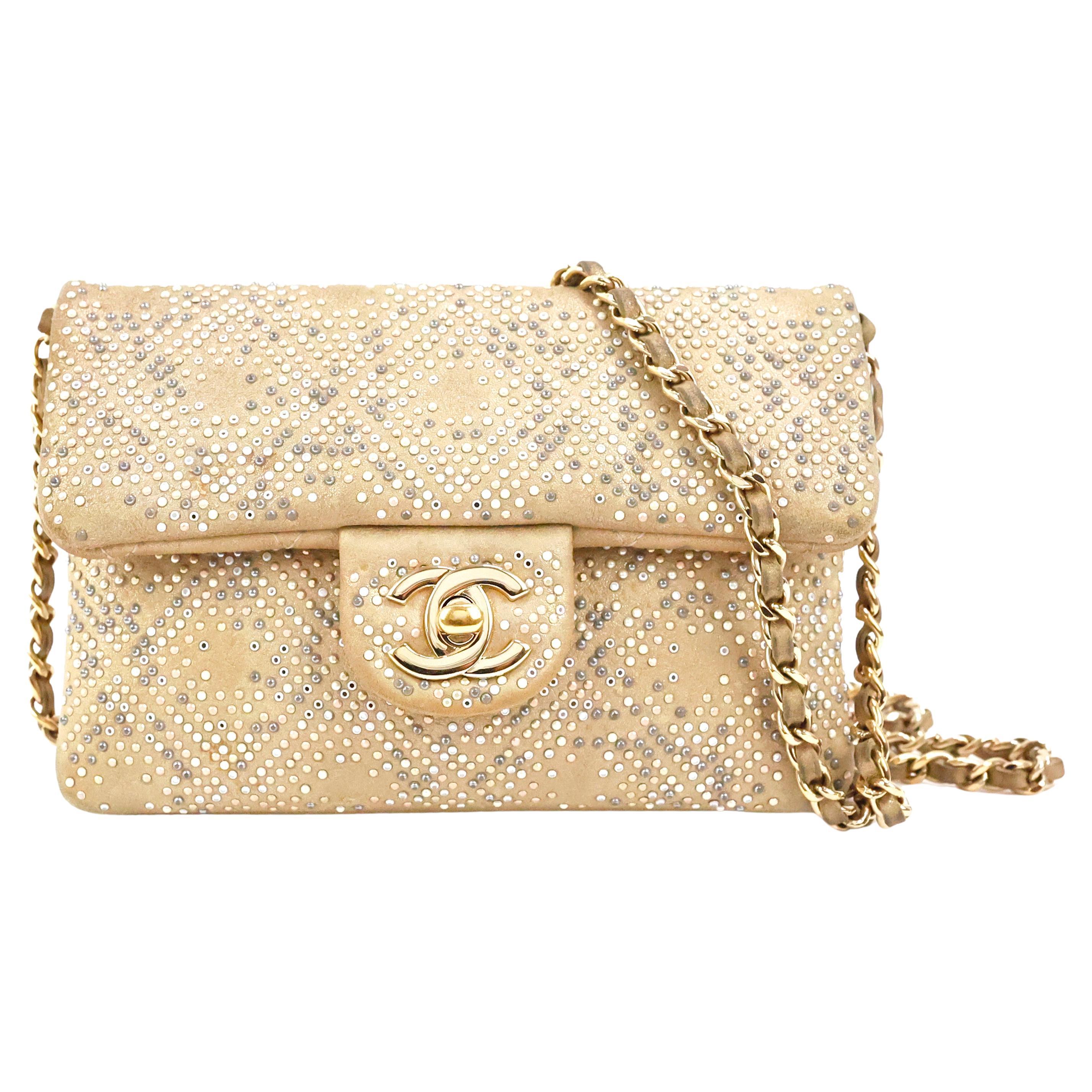 Chanel Embellished Gold Flap Bag For Sale