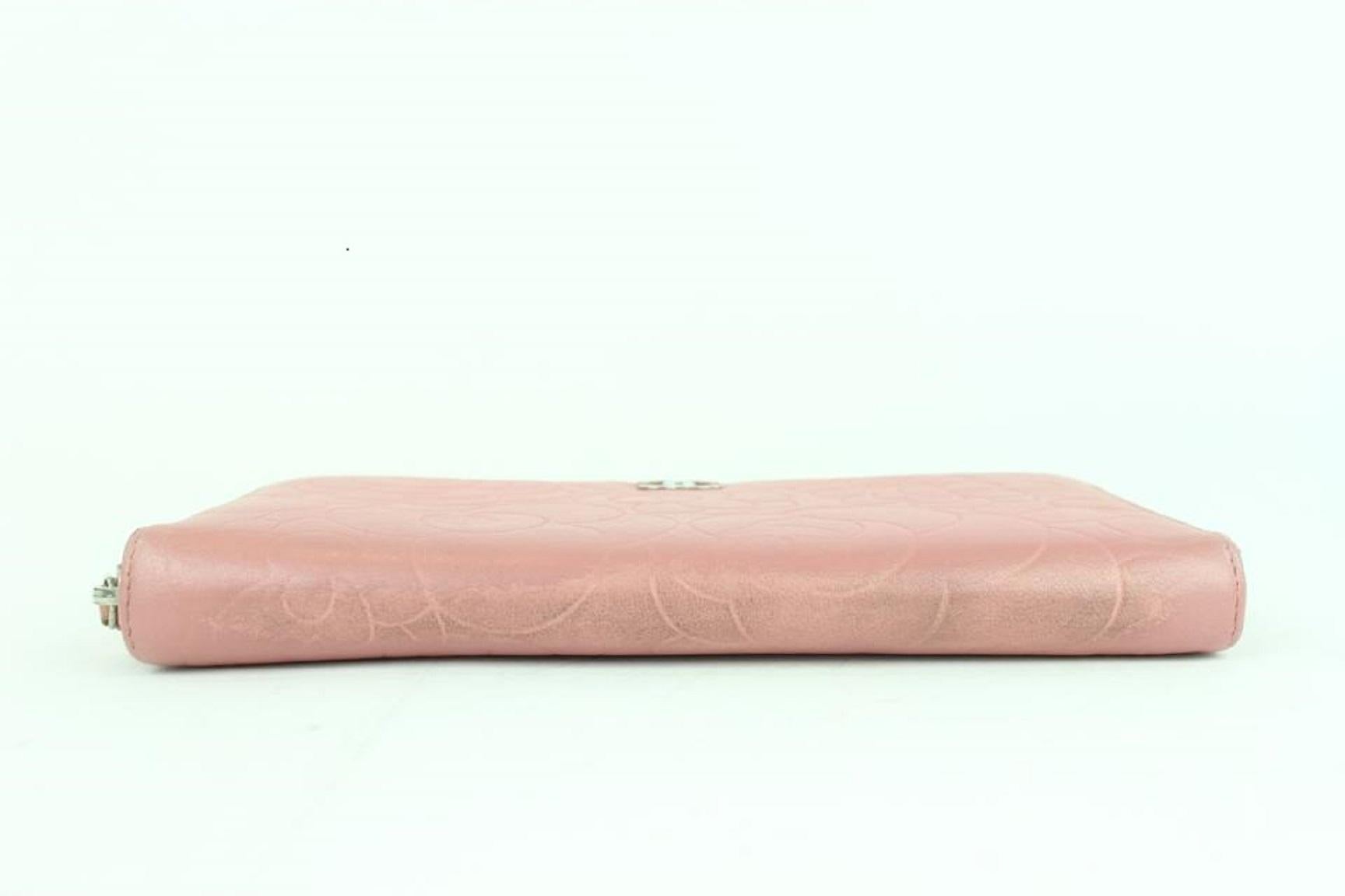 Chanel Embossed Camellia Gusset Zip Around Wallet 2cj1110 Pink Leather Clutch For Sale 5