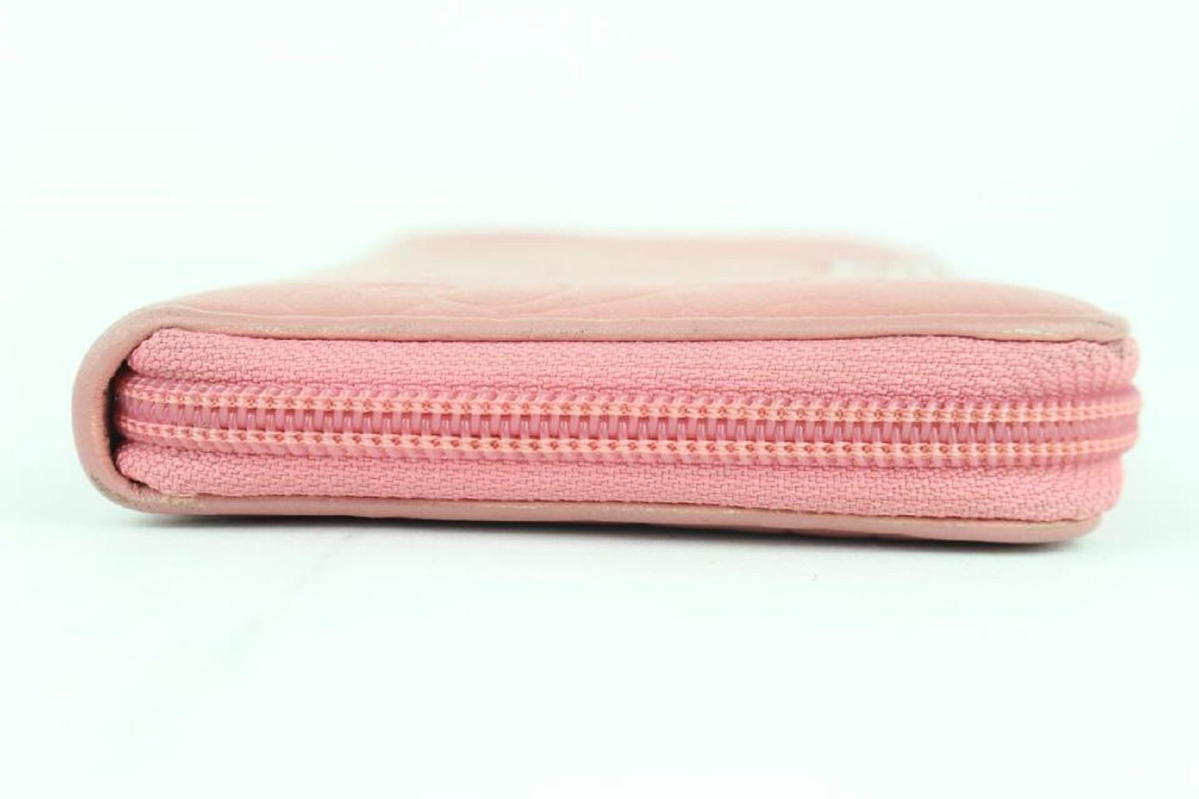Chanel Embossed Camellia Gusset Zip Around Wallet 2cj1110 Pink Leather Clutch For Sale 6