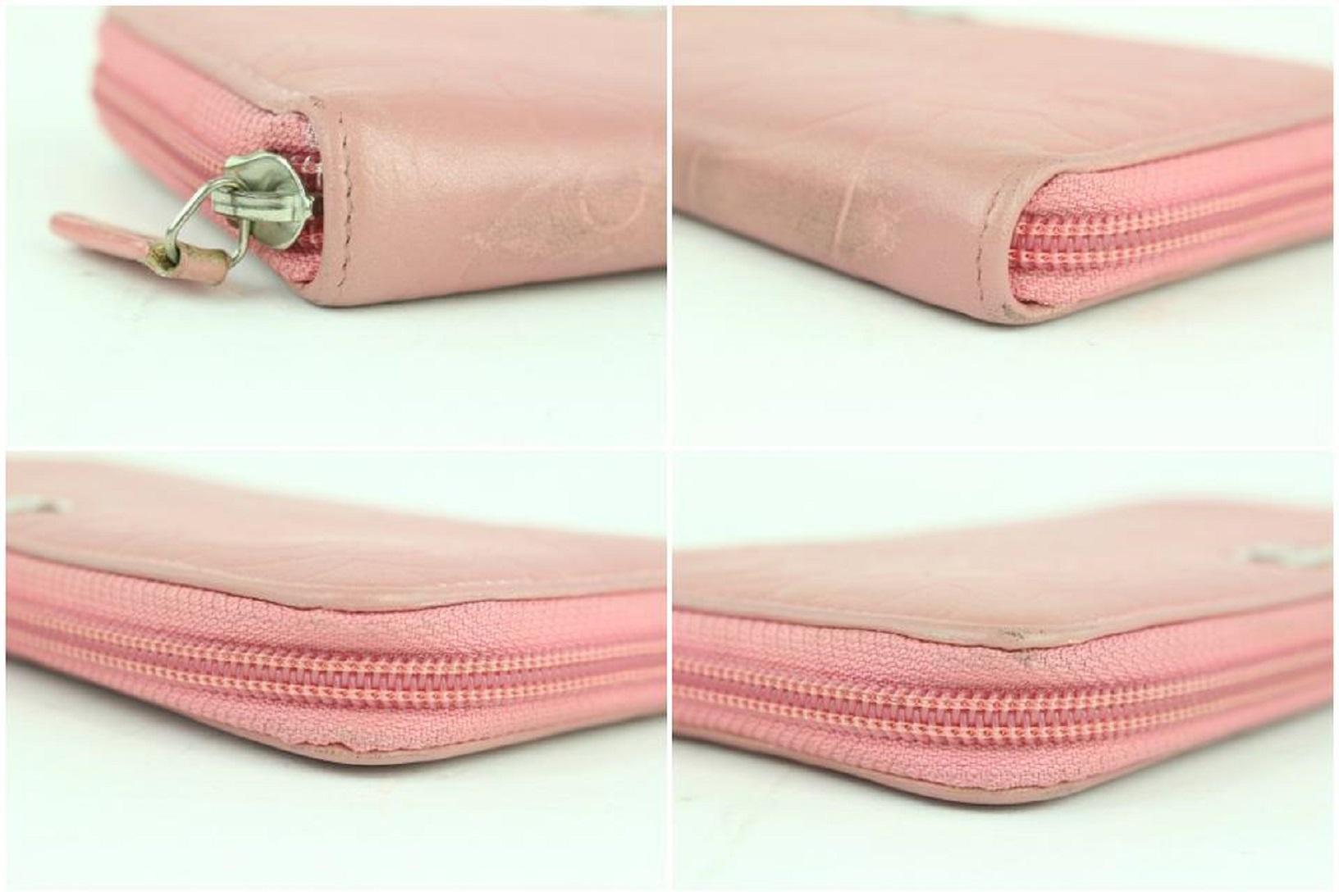 Chanel Embossed Camellia Gusset Zip Around Wallet 2cj1110 Pink Leather Clutch For Sale 2