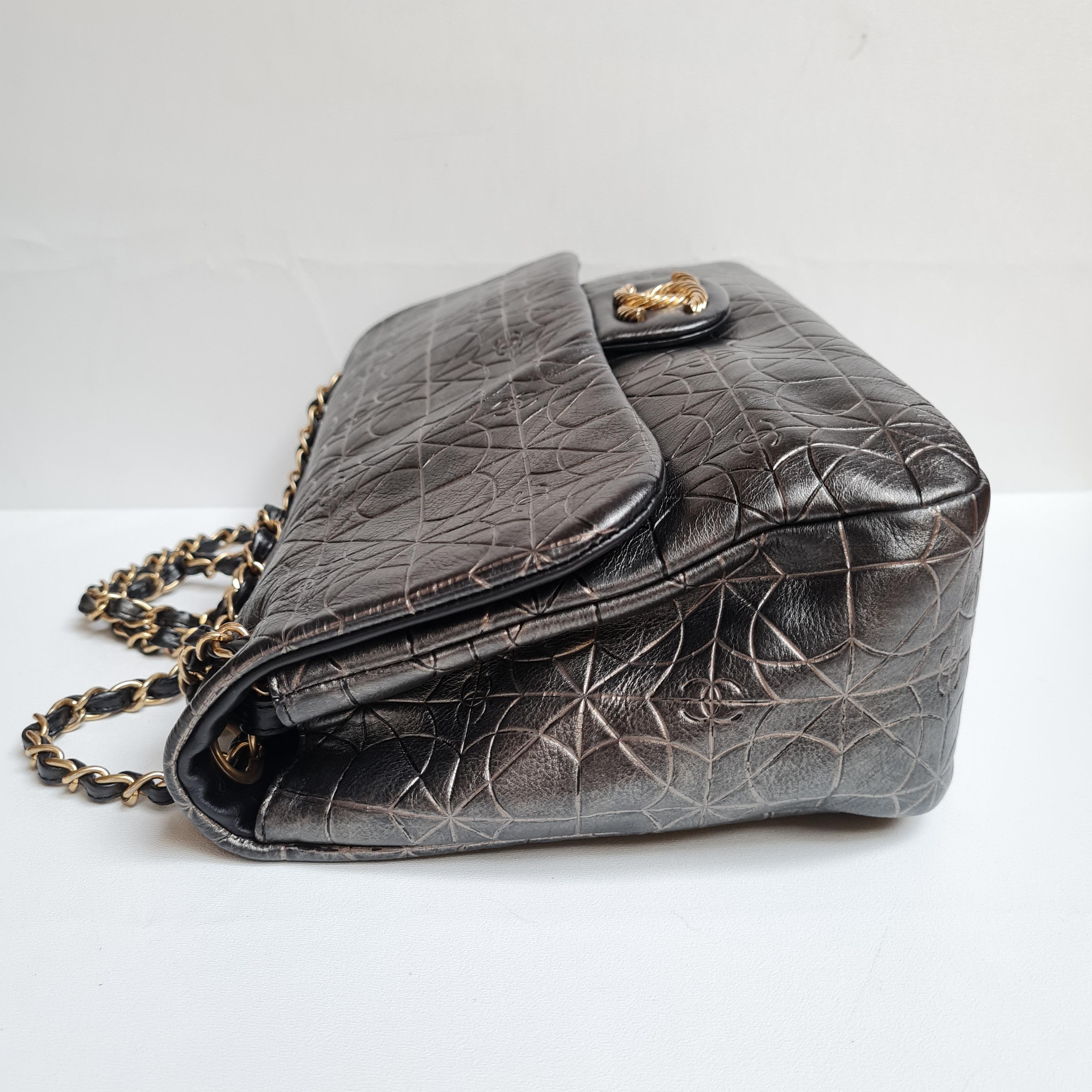Chanel Embossed Jumbo Flap Bag 6