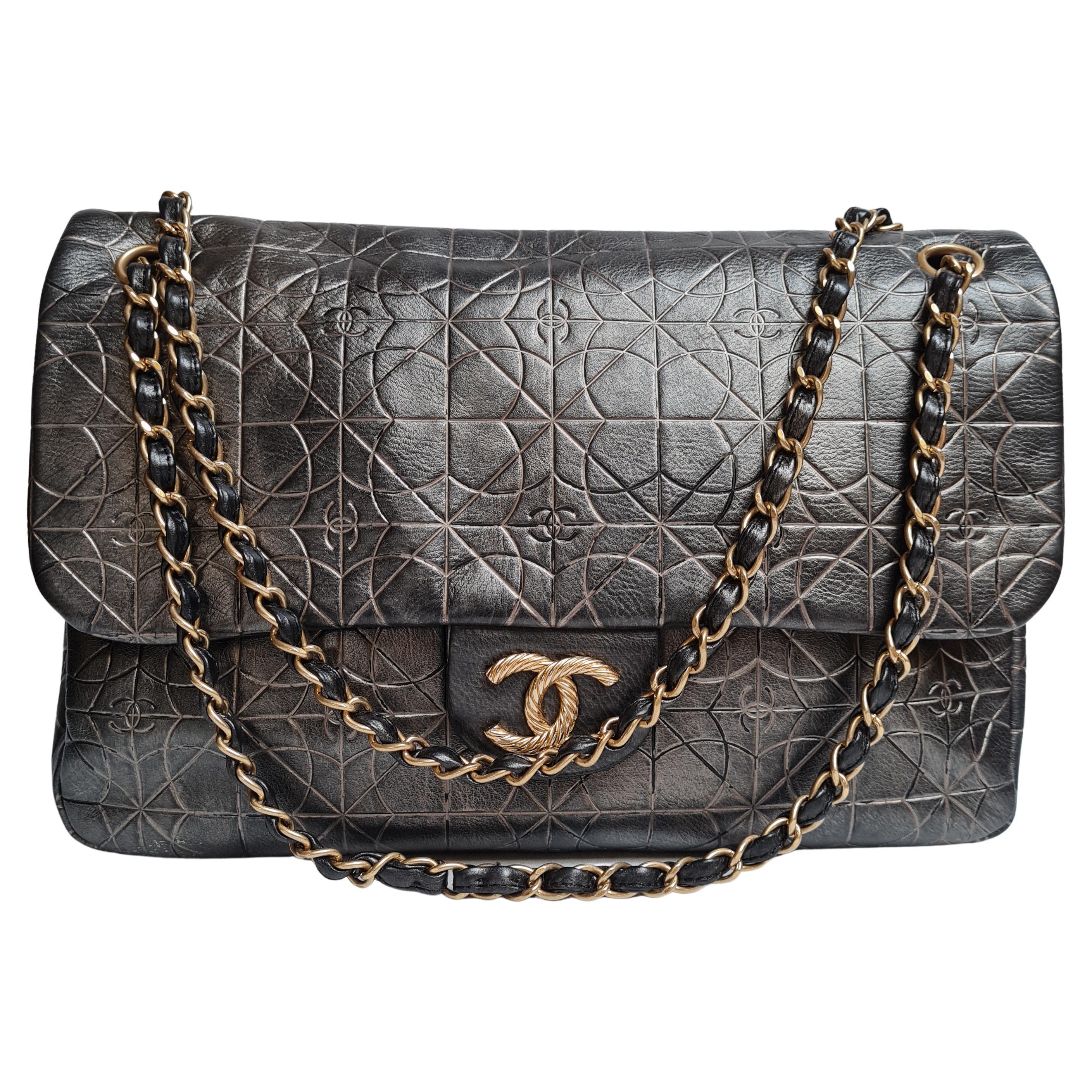 Chanel Embossed Jumbo Flap Bag