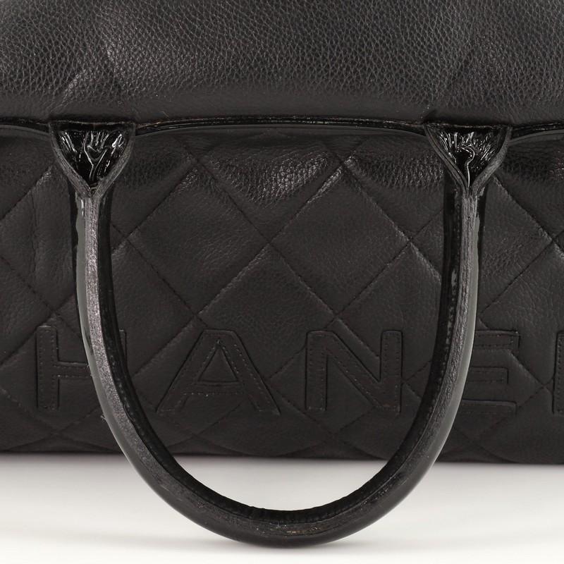 Chanel Embossed Logo Bowler Bag Quilted Leather Medium 1