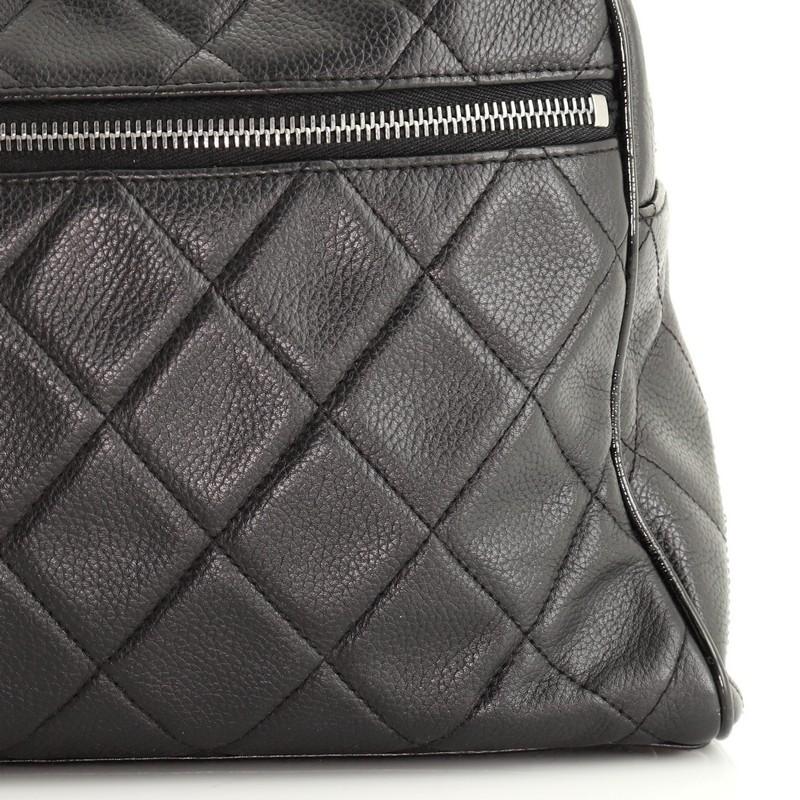 Chanel Embossed Logo Bowler Bag Quilted Leather Medium 3