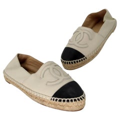 Chanel Embroidered Espadrille 35 Leather Cap Toe Flats CC-0912N-0002