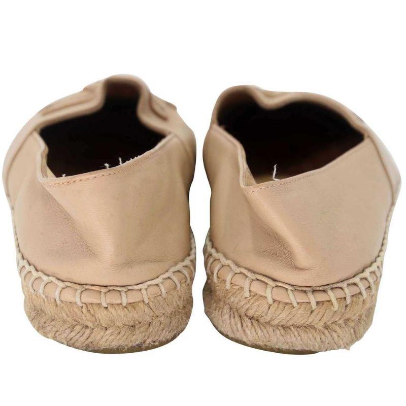 Beige Chanel Embroidered Espadrille 37 Leather Large CC Flats CC-0803N-0005 For Sale