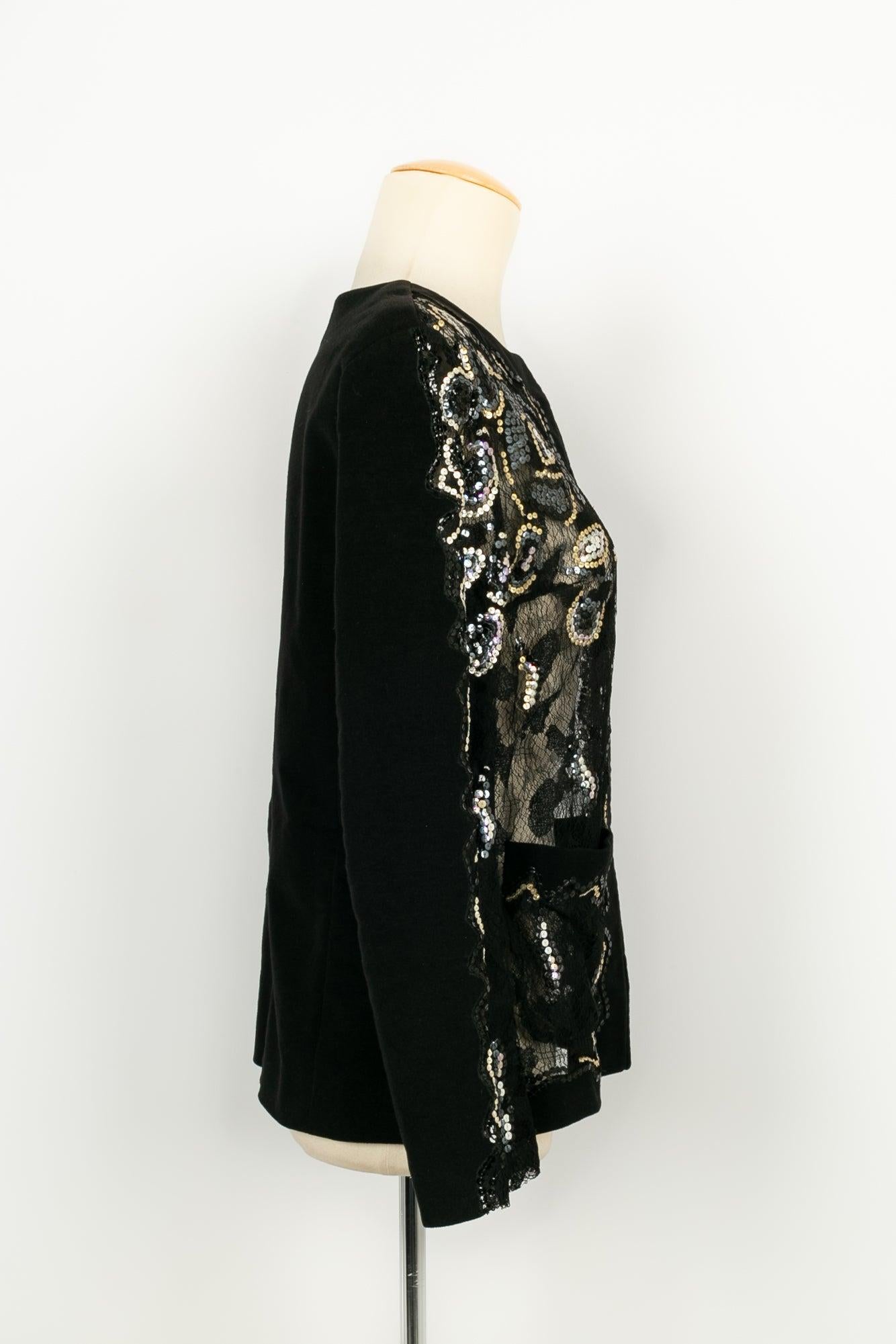 Women's Chanel Embroidered Jacket in Suede and Lace with Sequins For Sale