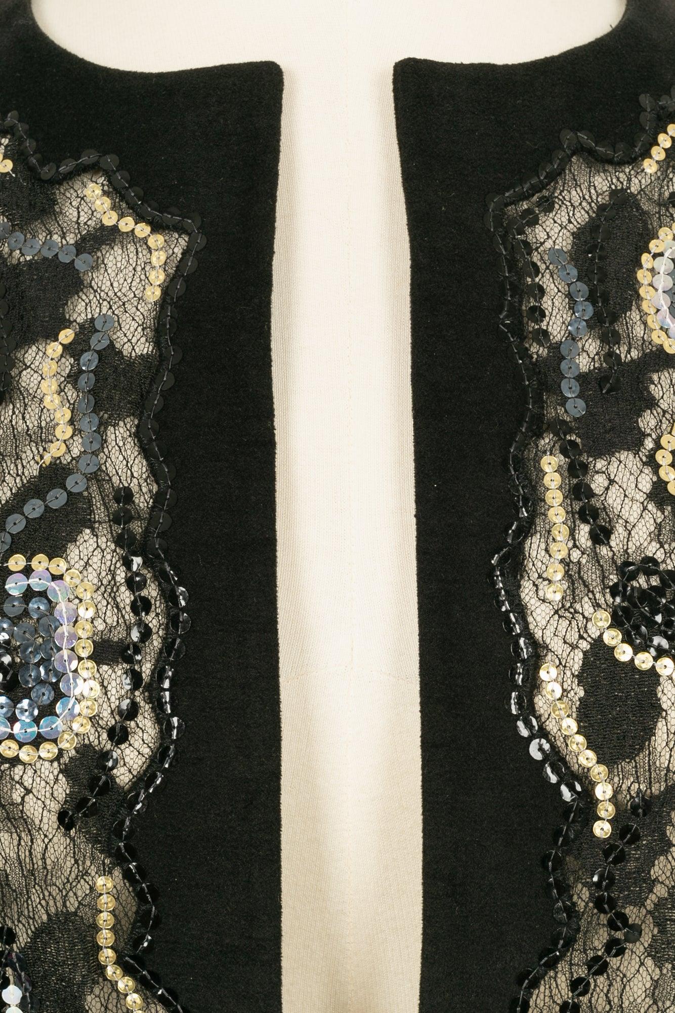 Chanel Embroidered Jacket in Suede and Lace with Sequins For Sale 2