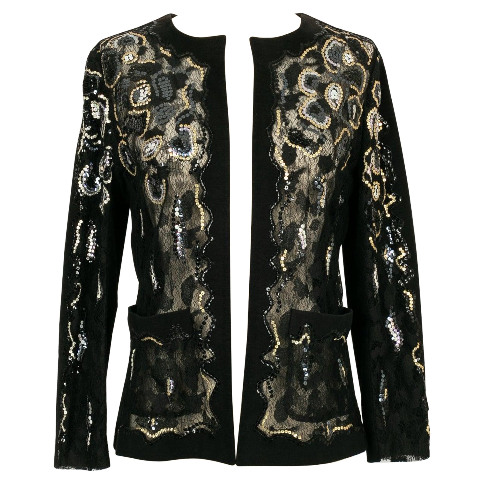 Giacca ricamata di Chanel in pelle scamosciata e pizzo con paillettes