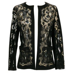 Veste brodée Chanel en daim et dentelle avec paillettes