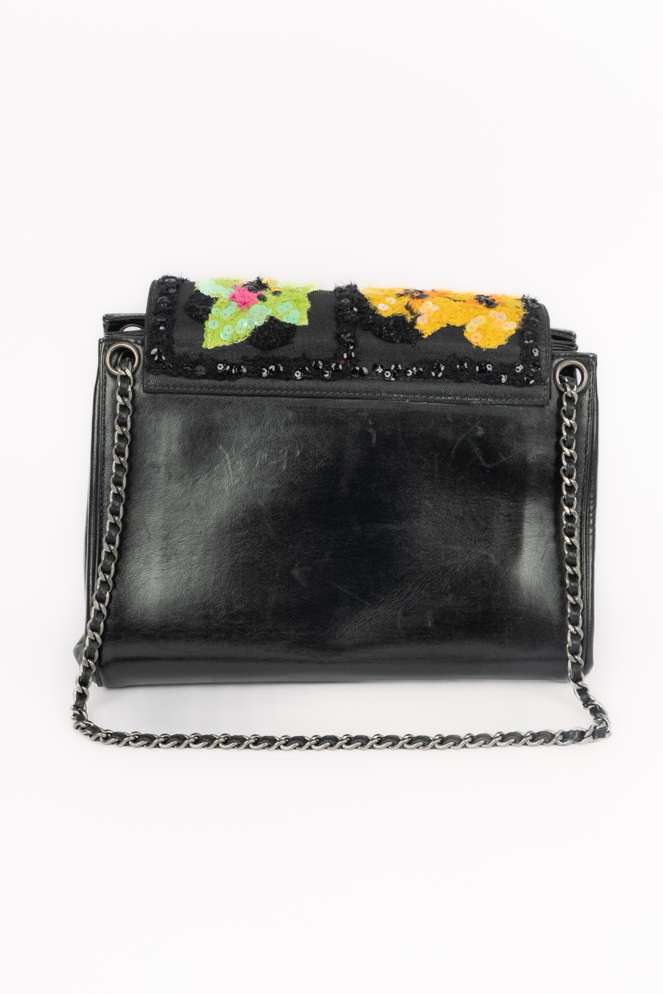 Chanel embroidered leather bag 2000 For Sale 1