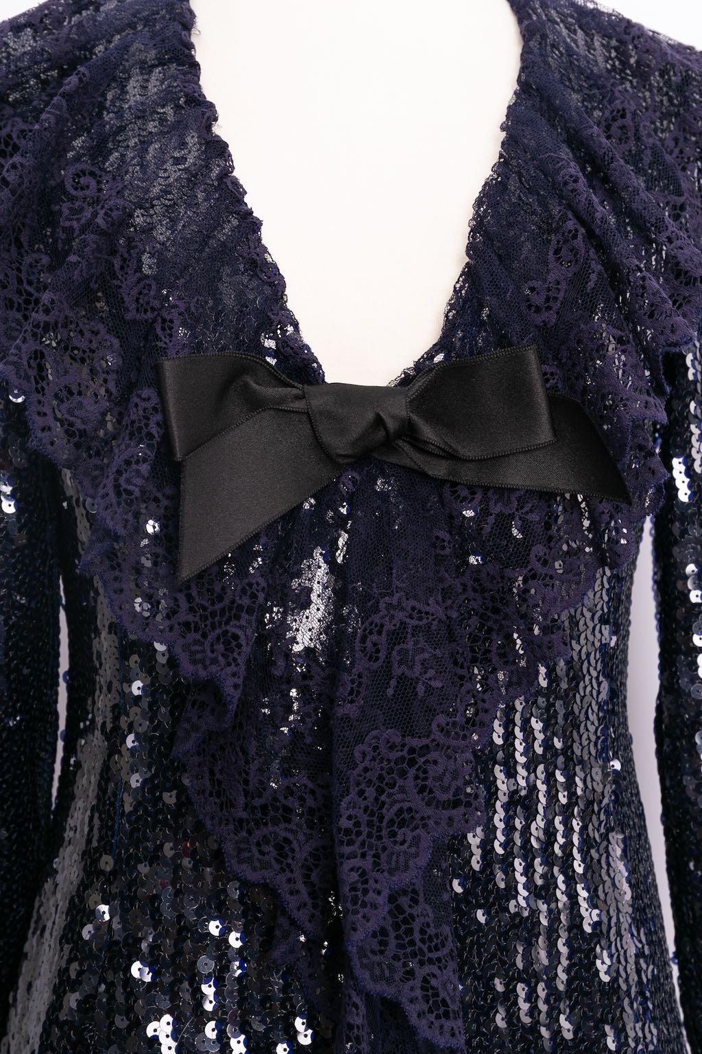 Chanel Embroidered Sequins Crepe Silk Dress, Fall 1994 1