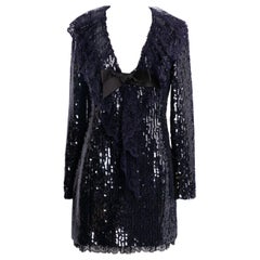 Chanel Embroidered Sequins Crepe Silk Dress, Fall 1994