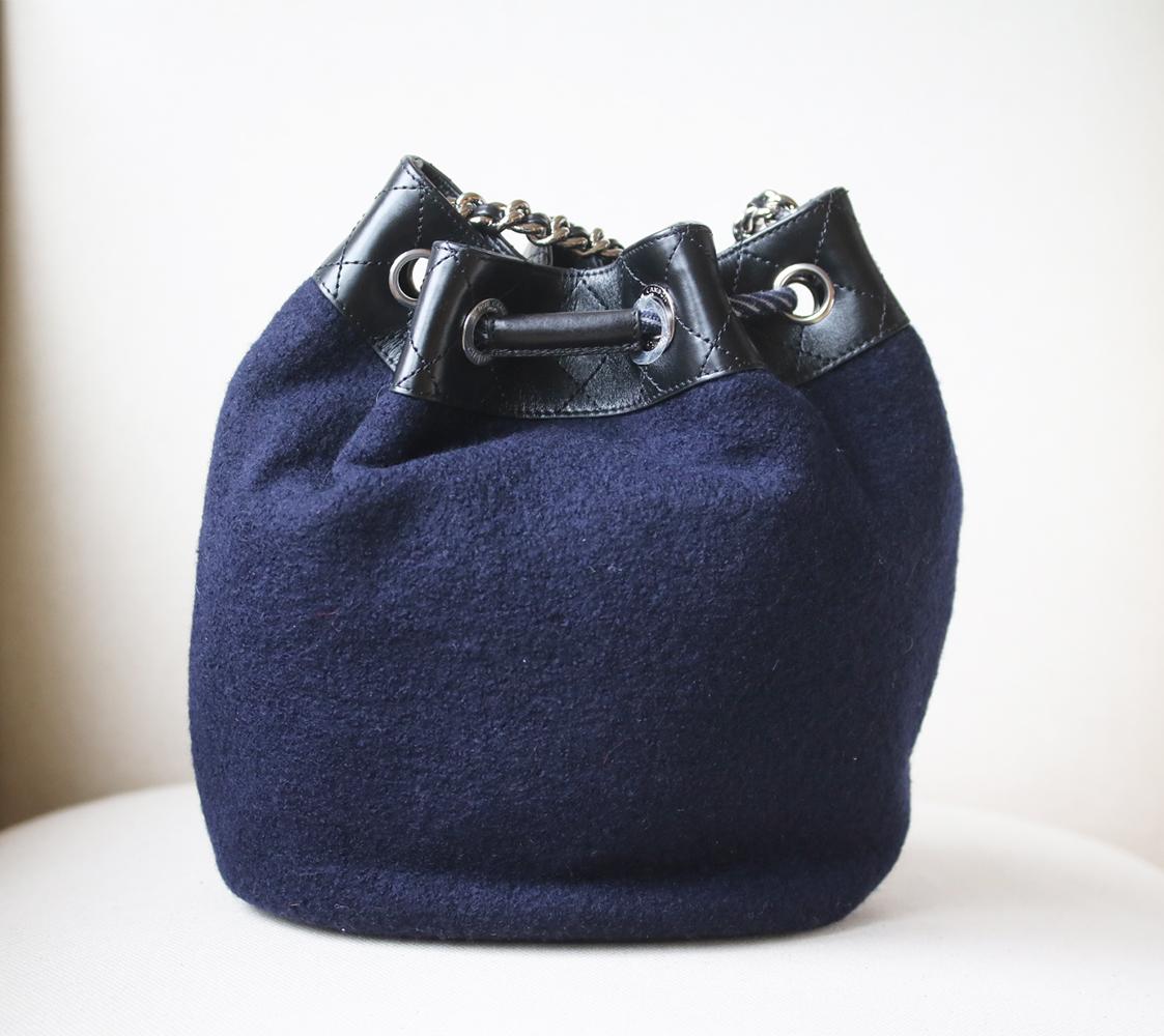 Chanel Embroidered Wool Drawstring Bucket Bag  In New Condition In London, GB