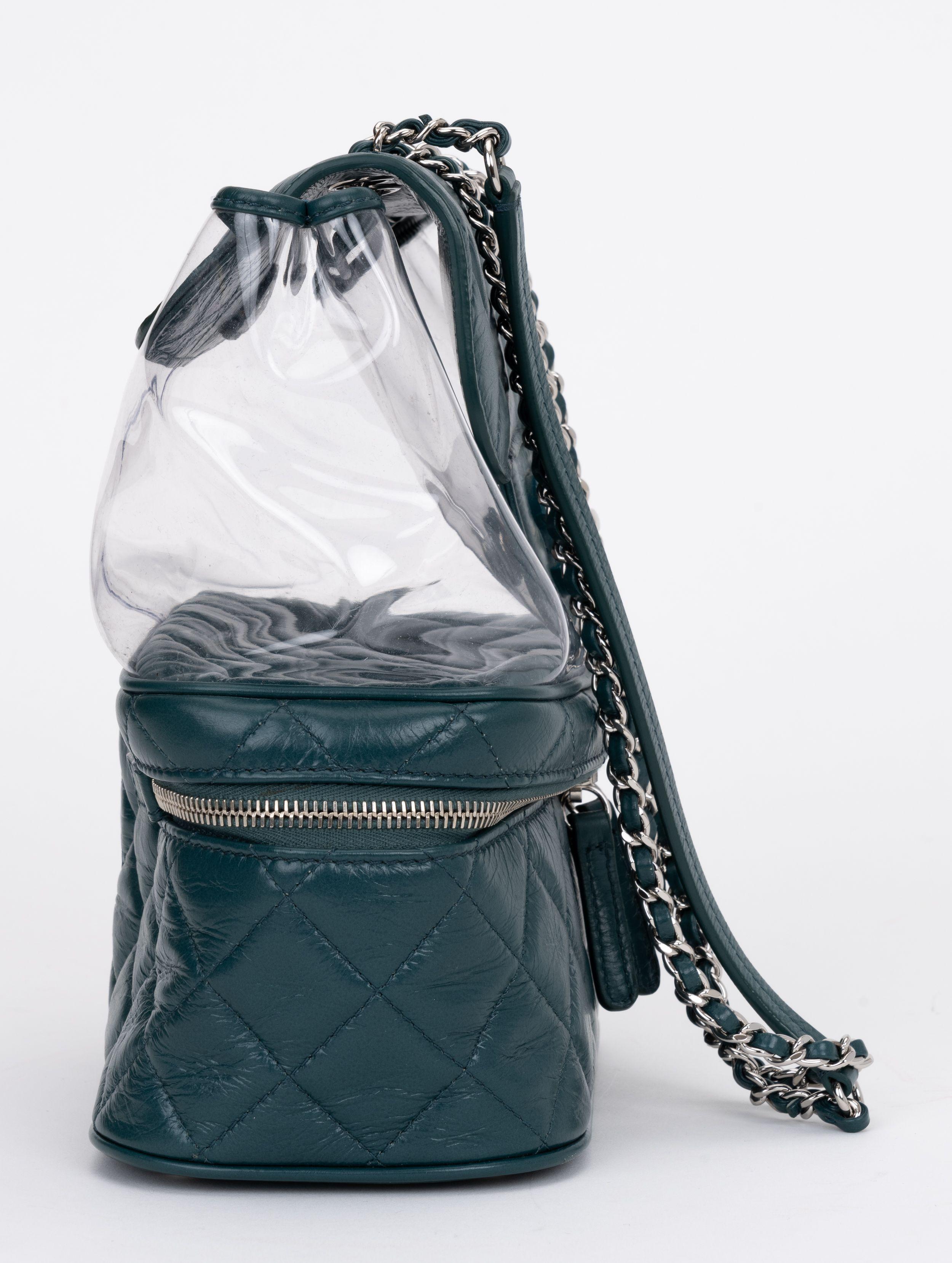 Chanel Emerald Green And PVC Backpack For Sale 3